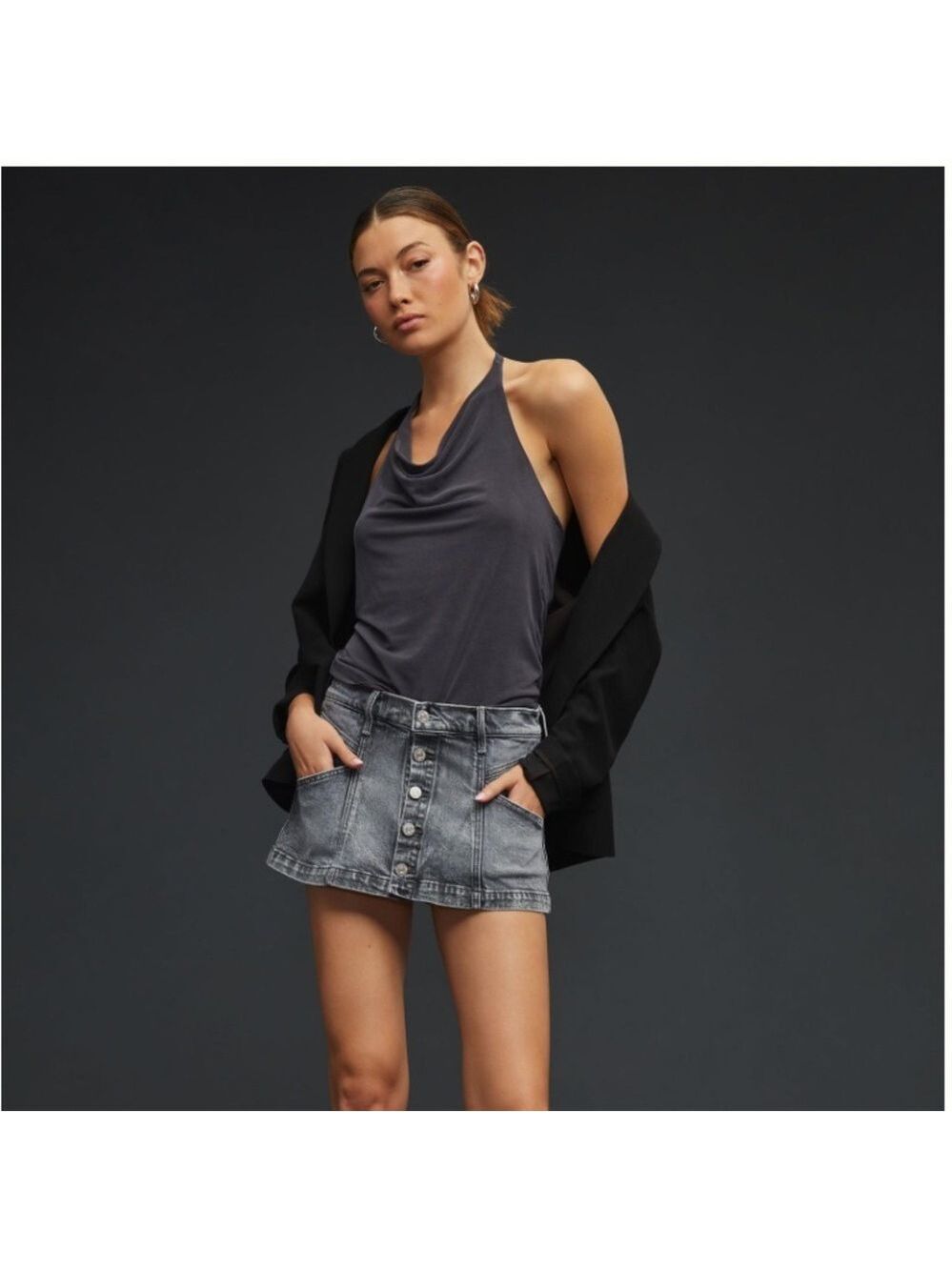 MOTHER Superior The Breaker Micro Mini Denim Skort